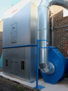 dust extraction at work at a factory in leicestershire